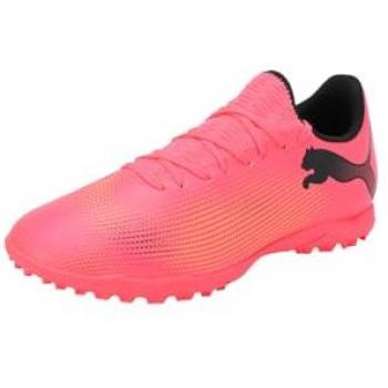 Botas de Fútbol Puma Future 7 Play TT, características: diseño en color Sunset Glow Black-Sun Stream, tipo Turf (TT), talla 45 EU