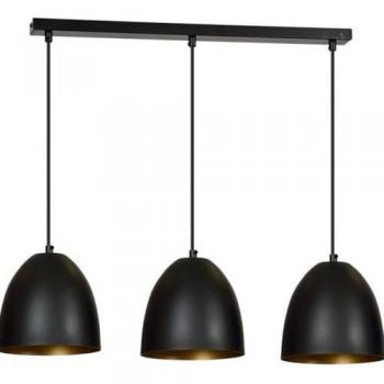 Lámpara de Suspensión Lenox EPIKASA, Acero con recubrimiento de polvo, Negro y Oro, 70x80x18 cm