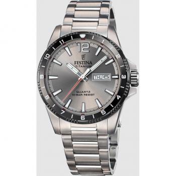 Reloj Festina F20698/1 Titanium Calendario Correa de Titanio Hombre Gris