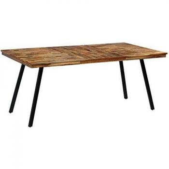 vidaXL Mesa de Salón Comedor Madera de Teca Reciclada y Acero Muebles Hogar