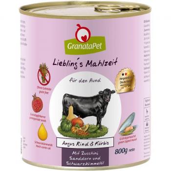 GranataPet Liebling's Mahlzeit 6 x 800 g - Vacuno Angus con calabaza