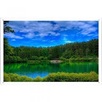 Metal cartel Cartel de chapa Hojalata sesión Lake Picturesque Colors Green 32101 Retro Vintage Pared Decoración by hamgaacaan
