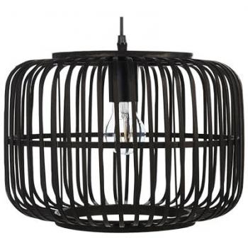 Lámpara Colgante Boho de Jaula de Madera de Bambú Negra con Cable Ajustable 128 cm