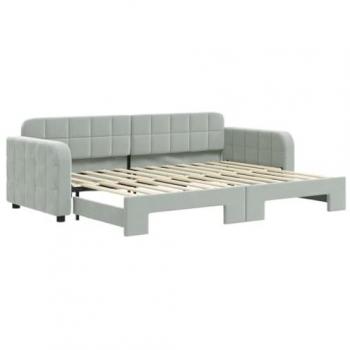 Sofá cama nido terciopelo gris claro 80x200 cm