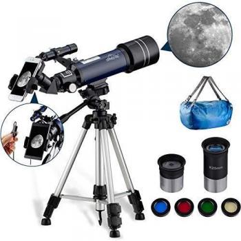 Telescopio Astronómico para Niños Principiantes o Adultos 400/70mm Refractores Profesional Portátil y Equipado con Trípode 110cm, Adaptador De Teléfono MAXLAPTER