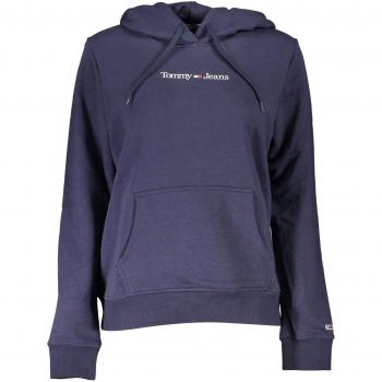 Chic Blue Cotton Hooded Sweatshirt with Signature Print - Size L