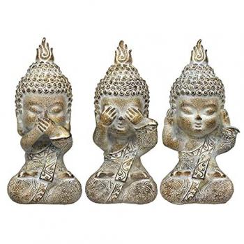 Figura Buda 3 Unidades Gris de Resina 14*6*6cm - Signes Grimalt By SIGRIS