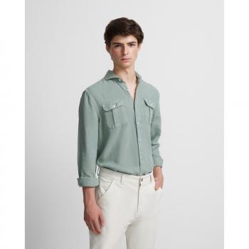Camisa sport linen warm verde para Hombre Silbon - Corte slim