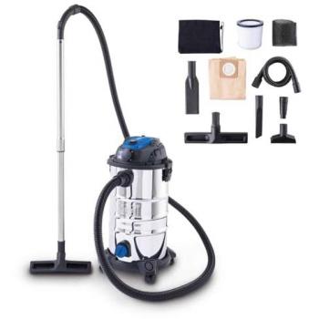 Aspiradora Scheppach VC30 Premium - 1200W, 30L, Inox, para líquidos y polvo