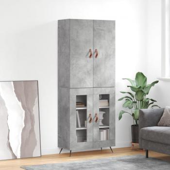 Aparador alto de madera contrachapada gris hormigón 69,5x34x180 cm