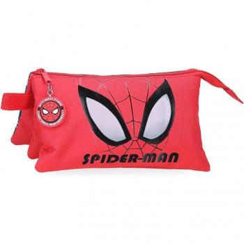 Estuche Escolar Marvel Poliéster Rojo con Tres Compartimentos