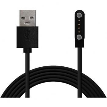 Cable de Carga Magnético USB para Smartwatch, 4 Pines, Distancia entre Pines 7-8mm, Compatible con Modelos Universales, Conexión USB 2.0, Color Negro