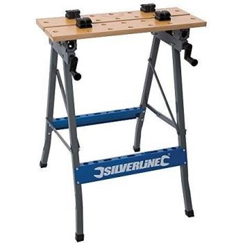 Silverline TB05 - Banco de trabajo resistente y plegable