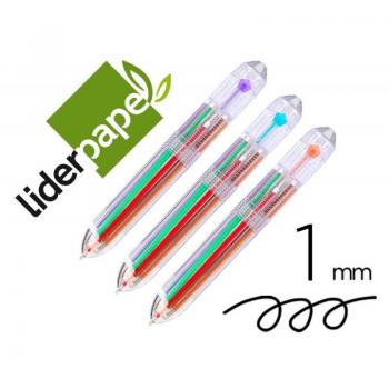 Bolígrafo Liderpapel 10 en 1 Cuerpo Transparente 10 Colores 1 mm Retráctil