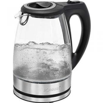 HERVIDOR DE VIDRIO BOMANN WKS 6032 G ACERO INOXIDABLE / NEGRO, 1,7 LITROS