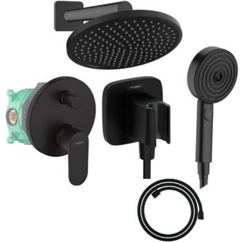 Columna de Ducha Empotrable Mecánica Hansgrohe Vernis Blend con Ducha Fija Crometta, Flexible Designflex y Teleducha Pulsify en Negro