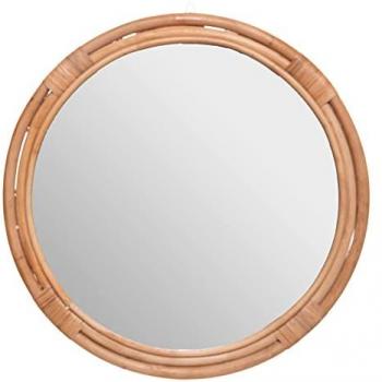 Espejo de Ratán Farah Tropi D60 Beige - Decoración étnica, redondo, 60 cm de diámetro, hecho de ratán y madera natural