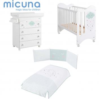Pack Cuna de 60 x 120 + Bañera + Nórdico + Protector Lili Blanco de Micuna
