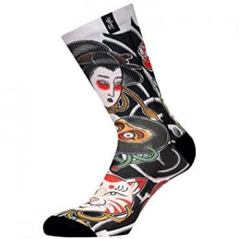Calcetines Nohmen Negro Pacific Socks - Talla 37-41, tejido Coolmax, sublimado multicolor, unisex