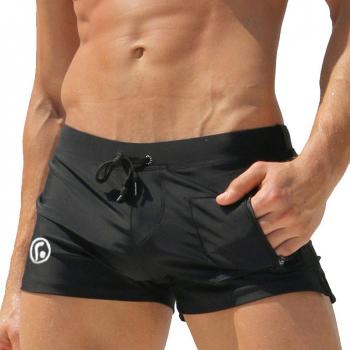 iiSport Bajo-cintura de Natación Troncos de Natación Troncos Bolsillos Laterales Cortos de Nylon de los Hombres Jóvenes
