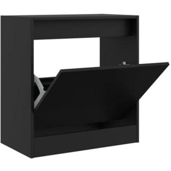 Zapatero de madera multicapa negro 60x34x63,5 cm