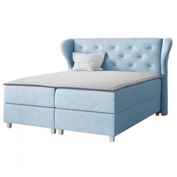 Cama Continental Baltimore 123 Doble Azul con Tapiz y Somieres 204x212x120cm