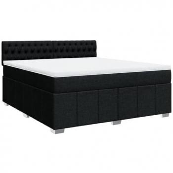 Cama box spring con colchón tela negro 180x200 cm