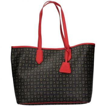 Pollini Heritage Shoulder Bag for Women - Multicolor, ONE SIZE and Pollini Elegant Black Shoulder Bag with Heritage Print and Red Inserts - Black, ONE SIZE
