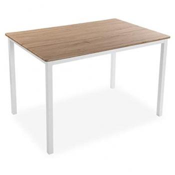 Mesa de Comedor Versa Amaia para Cocina, Terraza, Jardín o Comedor, Medidas (Al x L x An) 76 x 80 x 120 cm, Material: Madera y Metal, Color: Blanco