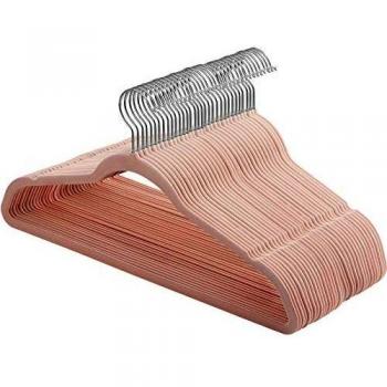 SONGMICS Juego de 30 Perchas de Terciopelo para Chaquetas, 42 cm de Largo, para Trajes, Finas, Resistentes, Resistentes, con Gancho Giratorio 360°, para Abrigos, Camisas y Trajes, Color Rosa CRF26PK