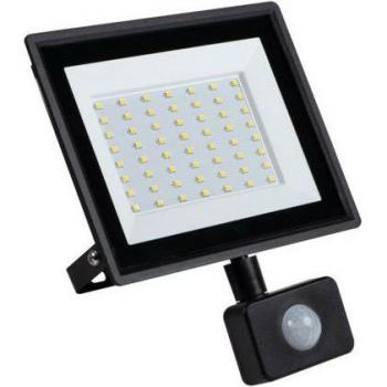 Proyector LED 50W con Detector PIR, 4500lm, IP44, Ángulo de 110°, Color Negro, Aluminio