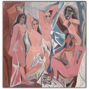 Artopweb Panel Decorativo con Diseño Picasso Les Demoiselles d'Avignon, Madera, Multicolor, 50x1.8x50 cm