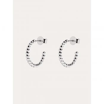 Pendientes Aro 19 Pebbles Plata - Elegantes Pendientes de Aro en Plata de Ley 925 con Acabado Baño de Rodio
