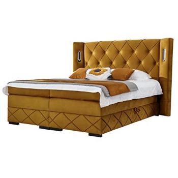 Cama Continental Doble Baltimore 187 Kameleon 48 con LED, Tapiz y Somieres, 200x200 cm, Dimensiones: 248x212x138 cm