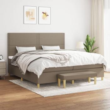 Cama Box Spring con Colchón Viscoelástico Espuma Protector Muelles Ensacados Adaptable Acolchado Reversible Tela Gris Taupe 200x200 cm