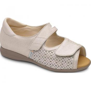 Sandalia Ortopédica Troquelada Calzamedi - Color Beige - Piel Guante - Adaptación Increíble