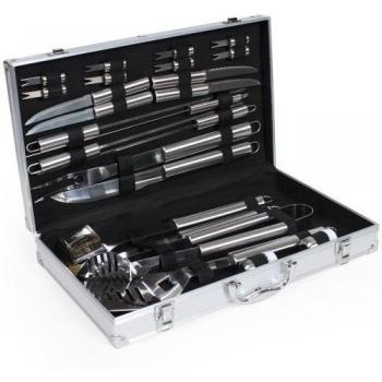 TecTake Posate per barbecue BBQ, accessori per barbecue inox con valigetta - varios modelos -