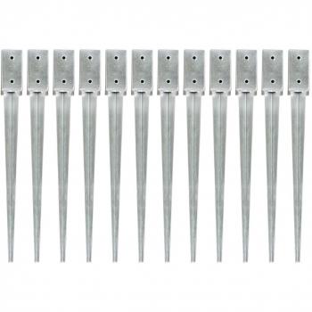 vidaXL Ground Spikes 12 pcs Silver 7x7x75 cm Galvanised Steel