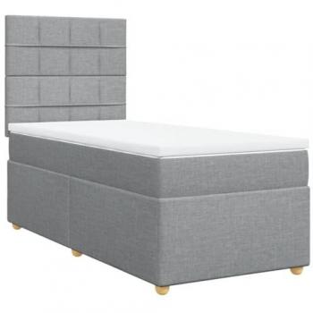 Cama box spring con colchón de muelles gris claro 100x200 cm