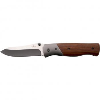 THIRD Navaja 102792, Mango de Madera, Hoja de Acero INOX 420 de 9.8 cm, con Funda de Nylon.