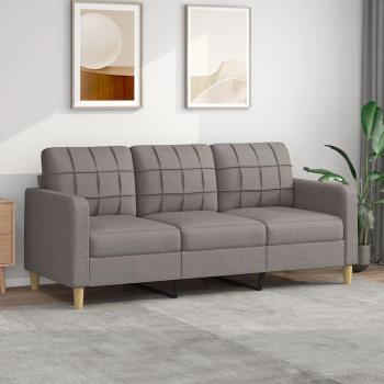 Sofá de 3 plazas Tortorora 180 cm en tela gris taupe