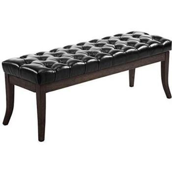 Banc Ramses Similicuir Negro Antique 120 cm en Madera Oscura