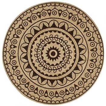 vidaXL Alfombra de Yute Tejida a Mano Estampado Felpudo Moqueta Hogar Decoración para Interior y Exterior del Hogar Tapete Esterilla 90 cm Marrón Oscuro