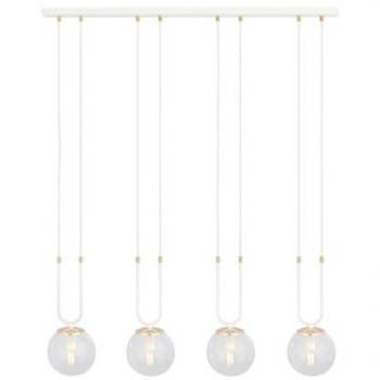 Lámpara de Suspensión Glam Blanca, Acero con Recubrimiento de Polvo y Vidrio, 92x115x15 cm