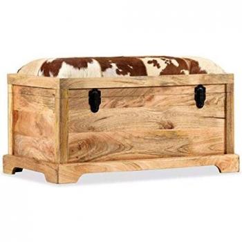 vidaXL Banco de Almacenamiento 80x44x44 cm Madera Cuero Asiento Silla Taburete