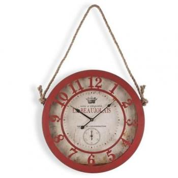 Reloj de Pared Versa Metal Silencioso Decorativo (Ø 50 cm, Medidas: 50 x 4 x 50 cm, Color Rojo y Blanco)
