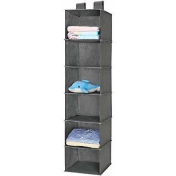 MaidMAX Organizador de Armario de 6 Niveles, Estantería Colgante de Tela, Estante de Tela para Armario, Organizador de Ropa, para Guardar Ropa, Toallas, etc, Gris