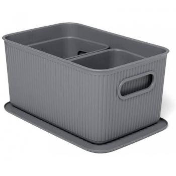 Set 3 cestas Baobab gris / plata 27.2x13 cm