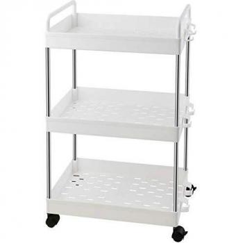 Ronlap Carrito de Servicio Carrito de Cocina Carrito de baño Carrito de baño 3 Niveles Carrito Multiusos Estante de Cocina con Gancho para manija, Estante para Cocina, Baño, Blanco