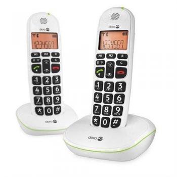 Doro PhoneEasy 100W Duo - Wireless DECT Telephone with Caller ID and Hands-Free Speaker, White